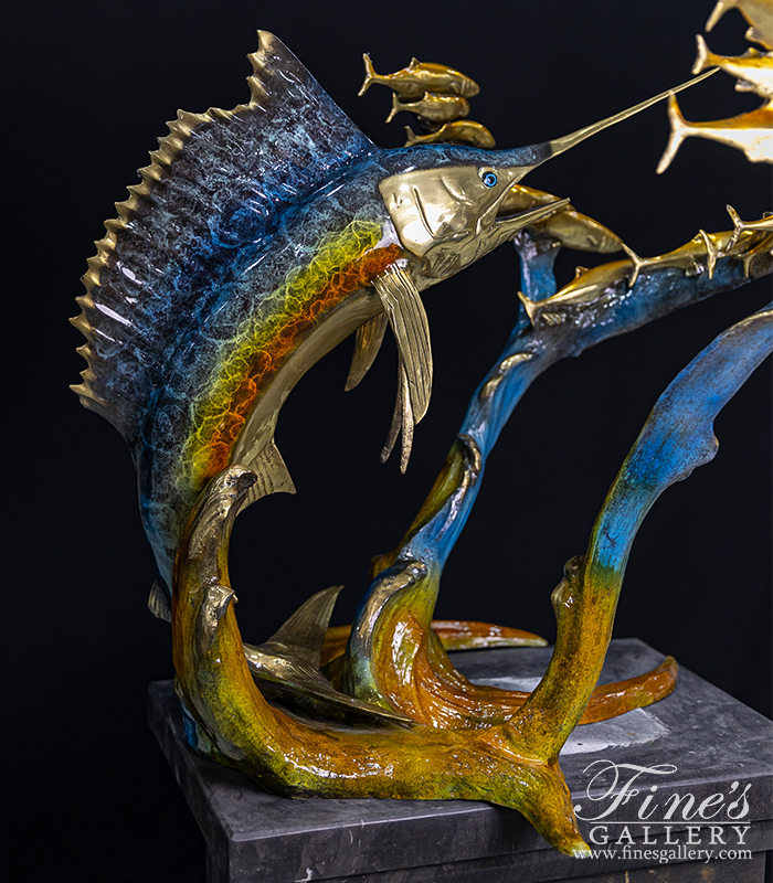 Bronze Fountains  - Sailfish And Tropical Fish Bronze Statue - BF-660